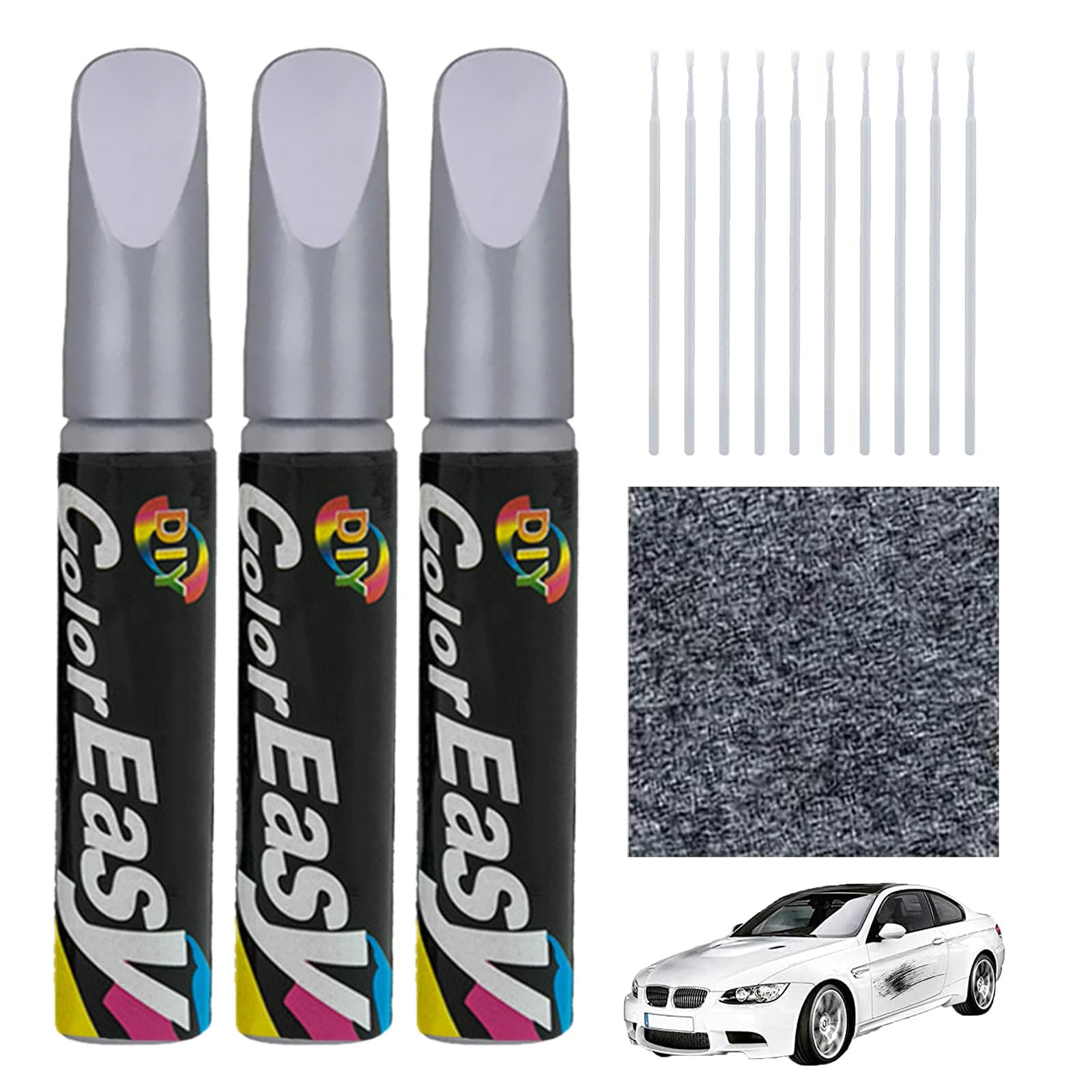 Landrain 3 Stück Lackstift Silber Auto mit 10 Wattestäbchen und 1 Lappen, Lackstifte für Auto Kratzer Landrain 3 Stück Lackstift Silber Auto mit 10 Wattestäbchen und 1 Lappen, Lackstifte für Auto Kratzer von Landrain