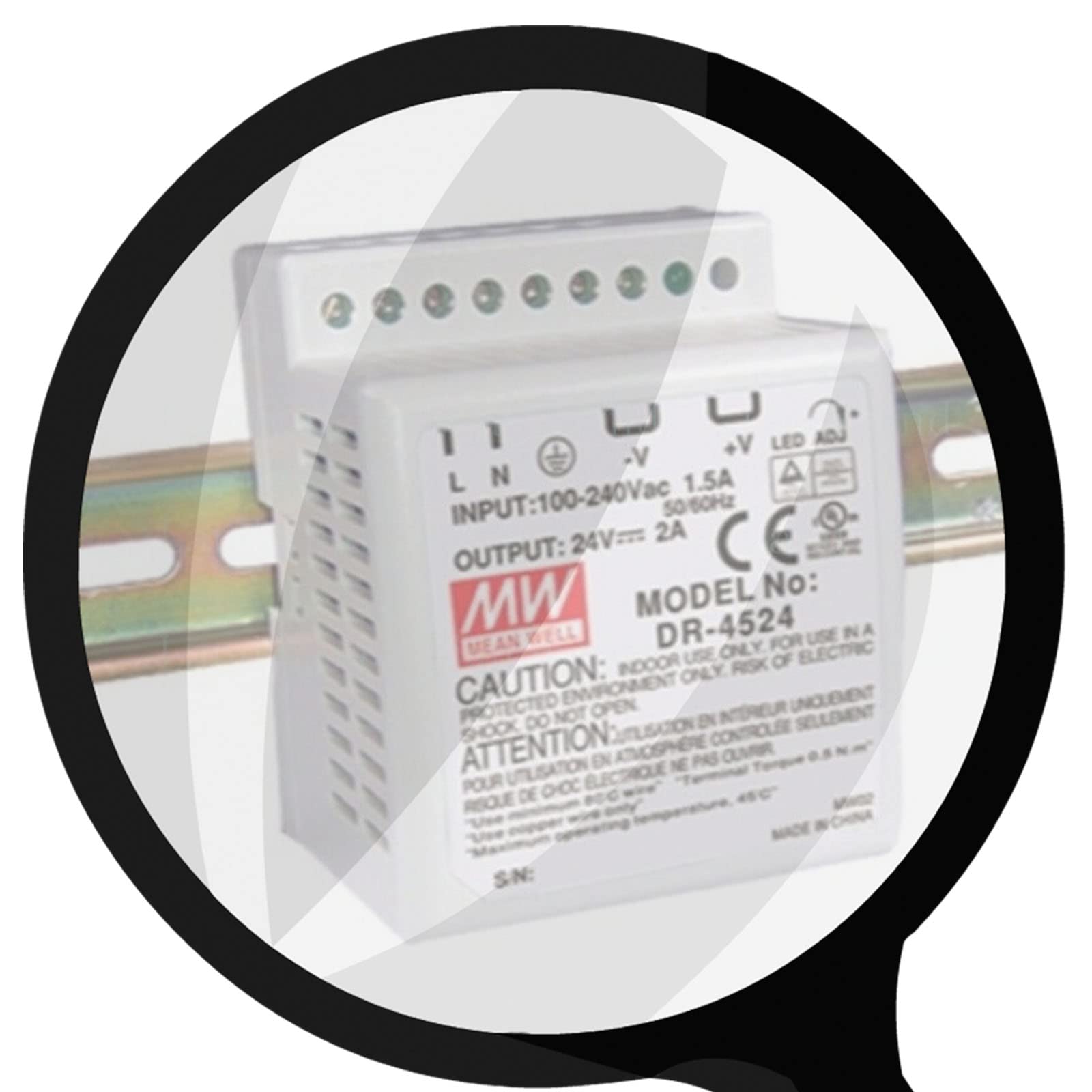 DR-4524 Ac to Dc Din-Rail Power Supply 24V 2 Amp 48W 1.5" New DR-4524 Ac to Dc Din-Rail Power Supply 24V 2 Amp 48W 1.5" New von Landvand