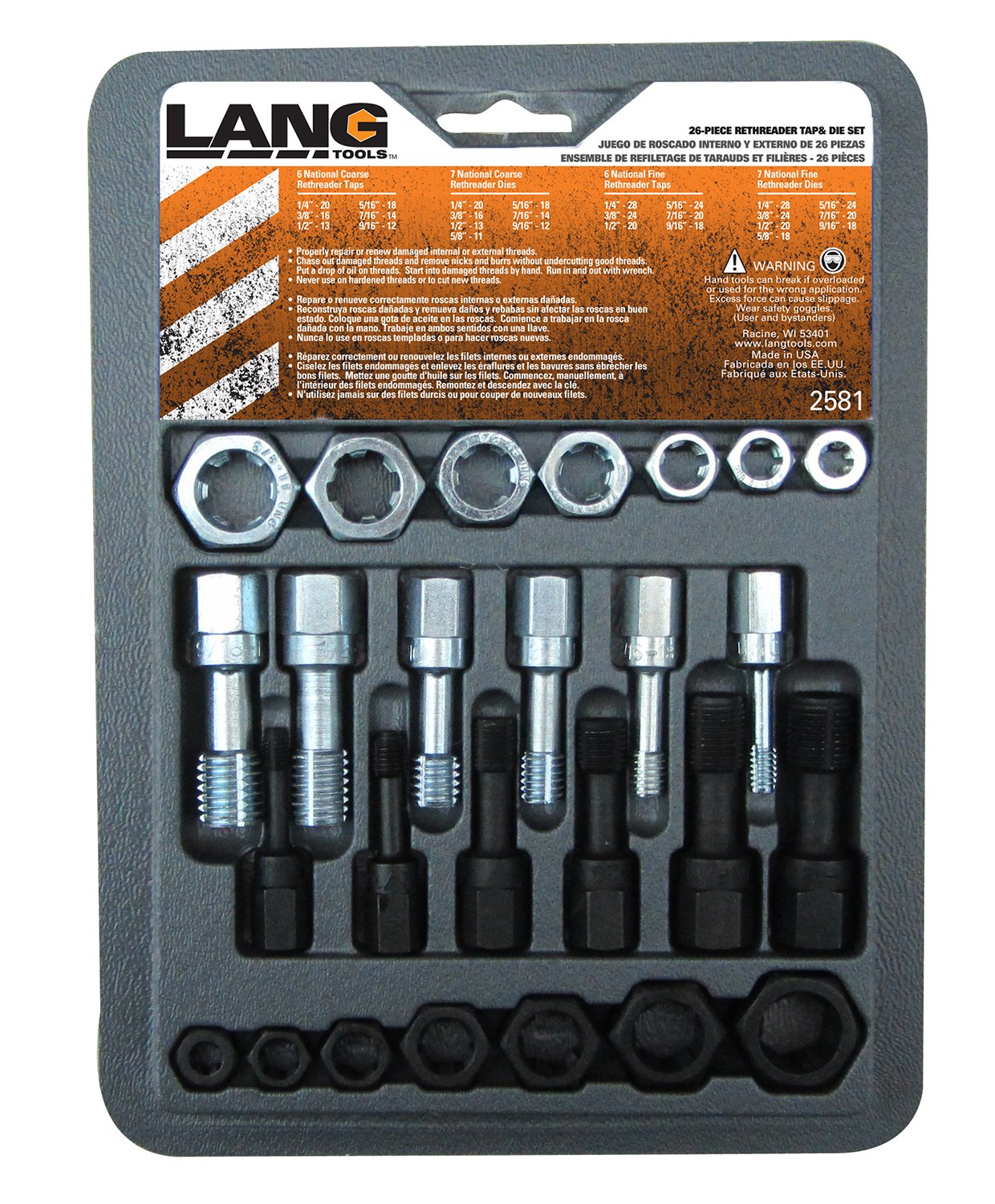 Lang Tools 2581 Gewindeschneider-Set, 26-teilig von Lang Tools