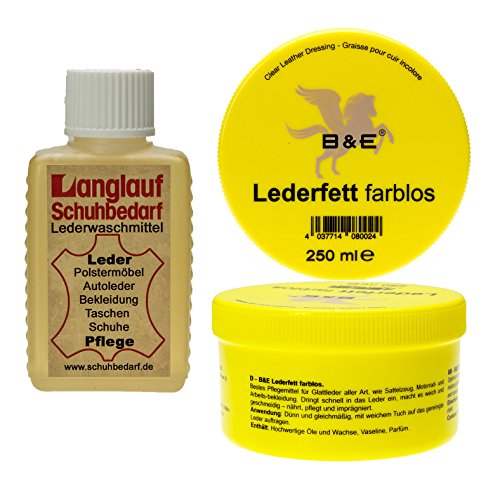 Langlauf® Lederpflege Set Lederwaschmittel Konzentrat und B & E Lederfett neutral von Langlauf Schuhbedarf