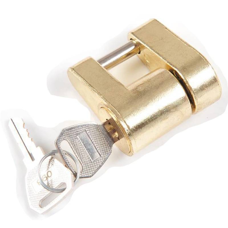 Lanpeeking Hochsicheres Anhängerschloss für PKW und KFZ - Diebstahlschutz für gängige Kupplungen - Universelles Kastenschloss für Wohnwagen und Anhänger (Gold) von Lanpeeking