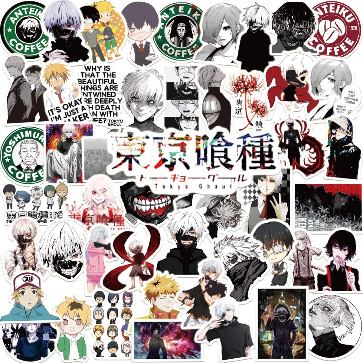 50PCS Tokyo Ghoul Stickers, Anime Tokyo Ghoul Stickers for Laptop Phone Water Bottle Luggage Car Motorcycle Bicycle,DIY Decoration 50PCS Tokyo Ghoul Stickers, Anime Tokyo Ghoul Stickers for Laptop Phone Water Bottle Luggage Car Motorcycle Bicycle,DIY Decoration von Lanseede