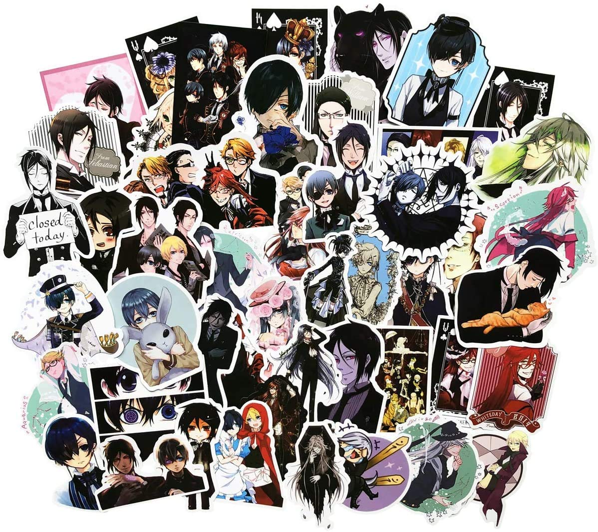 Anime Black Butler Laptops Aufkleber 50 Stück Vinyl Ästhetische wasserdichte Aufkleber für Wasserflasche Aufkleber Laptops Motorrad Fahrrad Aufkleber Graffiti Patches (Black Butler) von Lanseede