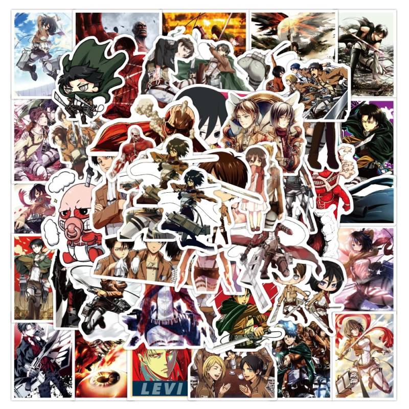 Attack On Titan Stickers 50PCS AOT Aufkleber Coole Anime Aufkleber Vinyl wasserdichte Aufkleber für Jugendliche Erwachsene Laptop Wasserflaschen Skateboard Gitarre von Lanseede
