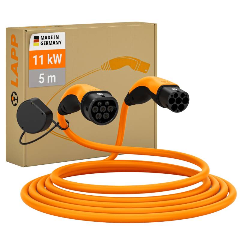 Lapp Mobility Helix Typ 2 Ladekabel 11 kW/Selbstaufrollend / 20 A / 3-Phasig/E-Auto Ladekabel/Mode 3 / 5m, Orange von LAPP MOBILITY