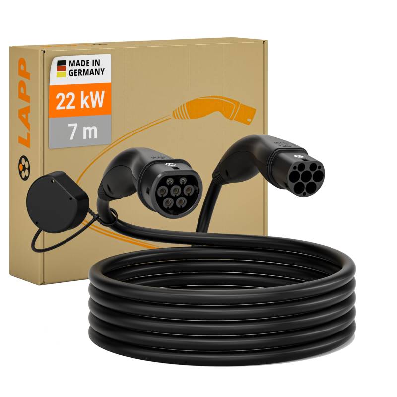 Lapp Mobility Ladekabel Typ 2, Mode 3, 32 A, 3-phasig, bis zu 22 kW, 7 m, schwarz - 61784 von LAPP MOBILITY