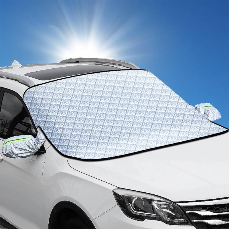 Frontscheibenabdeckung Winter - Auto Winter Frostabdeckung Auto Windschutzscheiben Abdeckung Autoscheibenabdeckung Winschutzscheiben Abdeckung Groß für Sommer Selbsthaftend UV Faltbar, 160x116cm von Larilotte