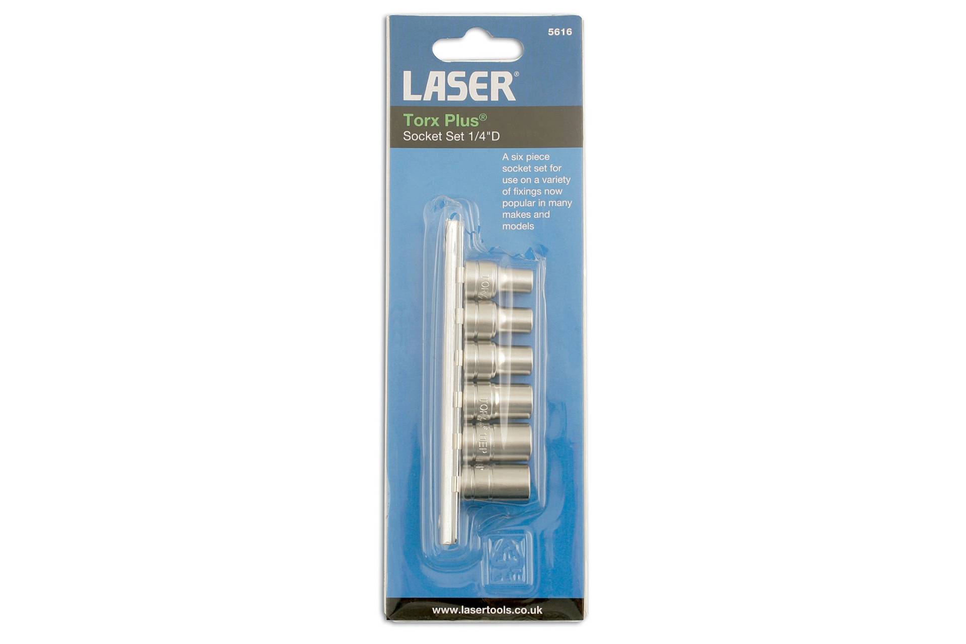 Laser 5616 1/4 Zoll D TorxPlus Steckschlüssel-Satz, 6 Stück von Laser