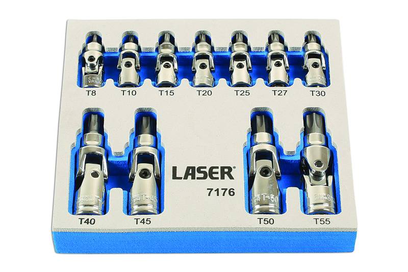 Laser 7176 Tamperproof U/J Star Socket Bit Set 1/4"D, 3/8"D 11pc von Laser