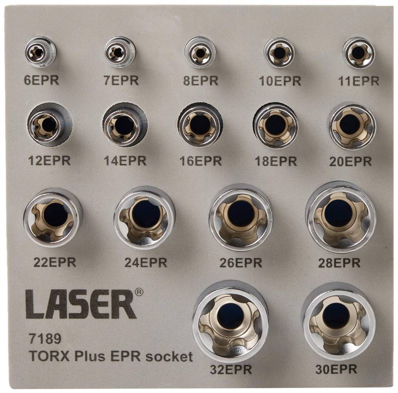 Laser 7189 Torx® Plus EPR-Steckschlüsselsatz 1/4 Zoll D, 3/8 Zoll D, 1/2 Zoll D, 16-teilig von Laser