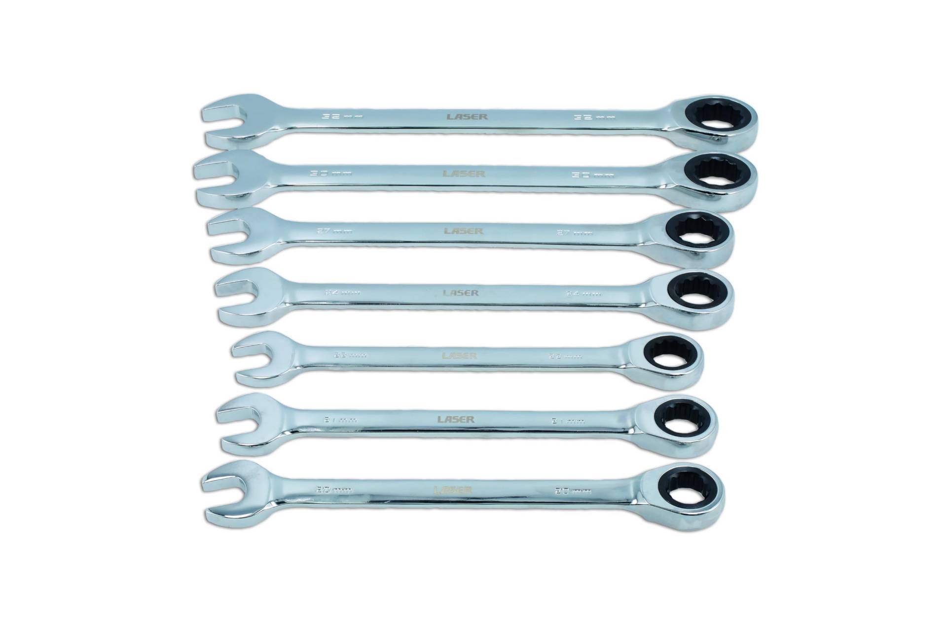 Laser 9124 Ratchet Ring Combination Spanner Set 20-32mm - 7pc Laser 9124 Ratchet Ring Combination Spanner Set 20-32mm - 7pc von Laser