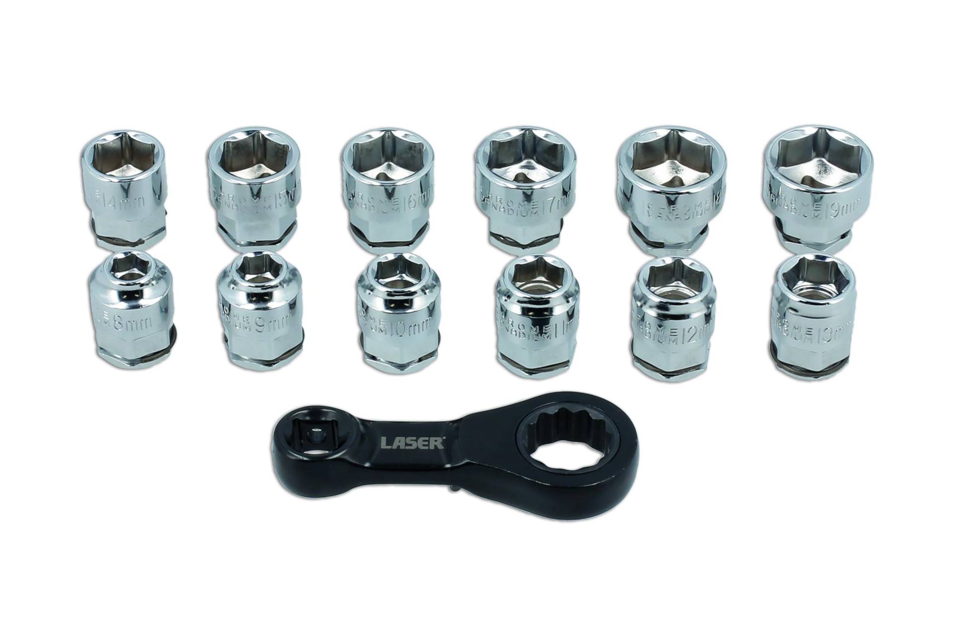 Laser 9138 Ratchet Torque Adapter with Shallow Insert Sockets 13pc Laser 9138 Ratchet Torque Adapter with Shallow Insert Sockets 13pc von Laser