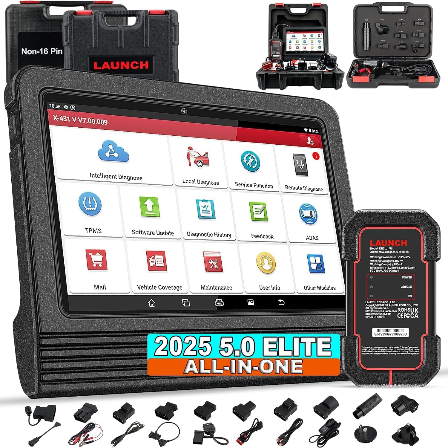 LAUNCH Batteriebetrieben, X431 V4.0 OBD2 Diagnosegerät, OE-Level Vollsystem launch Diagnosegerät Auto,31+ Servicefunktionen, ECU-Codierung, Bidirektionaler Steuerung, Schwarz, Android 9,0 von LAUNCH