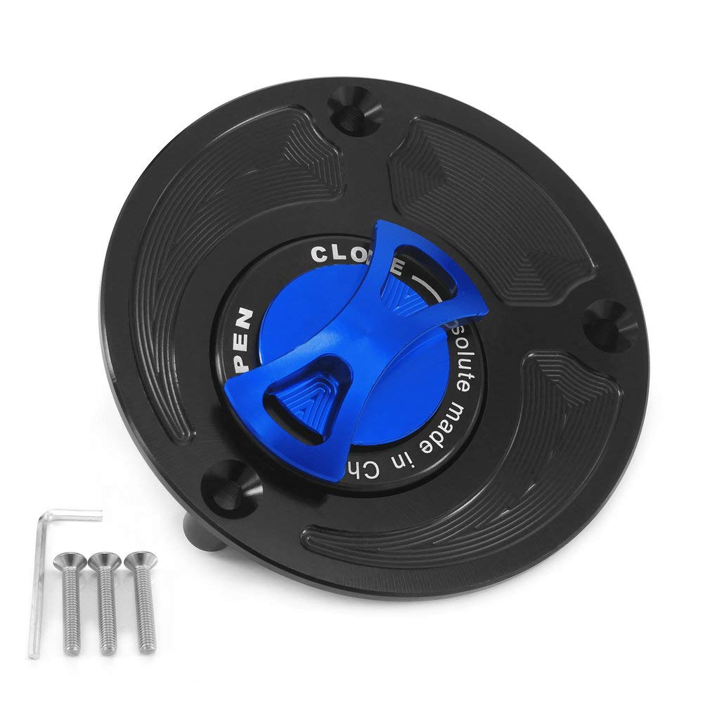 Lavitin Motorrad-Brennstoff -Gastankkappe Universal für Yama 'YZF R1 R3 R6 MT01 MT07 MT09 FZ1 FZ6 FZ07 FZ09 FZR CNC ALUMINUM KEYLOS WEITERLASTUNG (Blue) von Lavitin