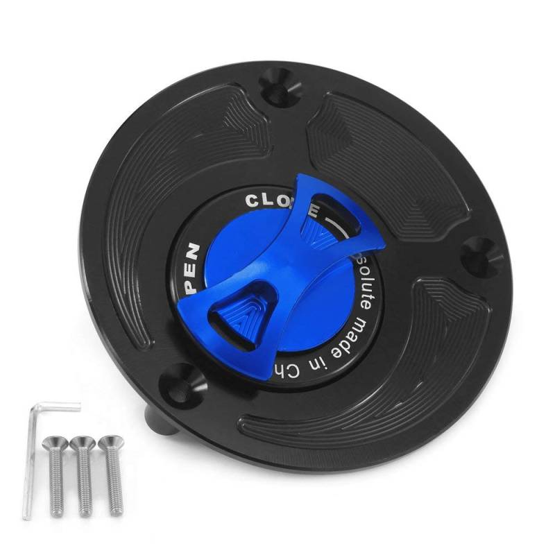 Lavitin Motorrad-Brennstoff -Gastankkappe Universal für Yama 'YZF R1 R3 R6 MT01 MT07 MT09 FZ1 FZ6 FZ07 FZ09 FZR CNC ALUMINUM KEYLOS WEITERLASTUNG (Blue) von Lavitin