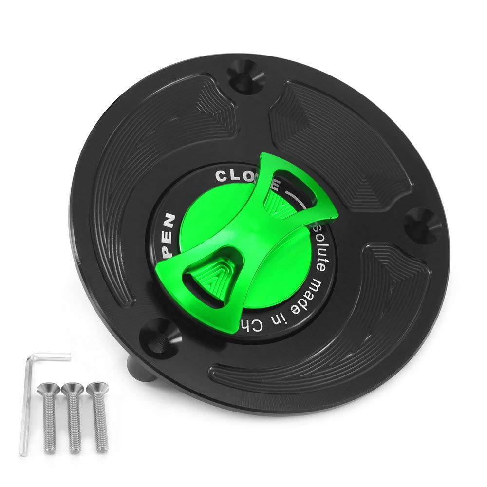 Lavitin Motorrad-Brennstoff -Gastankkappe Universal für Yama 'YZF R1 R3 R6 MT01 MT07 MT09 FZ1 FZ6 FZ07 FZ09 FZR CNC ALUMINUM KEYLOS WEITERLASTUNG (Green) von Lavitin