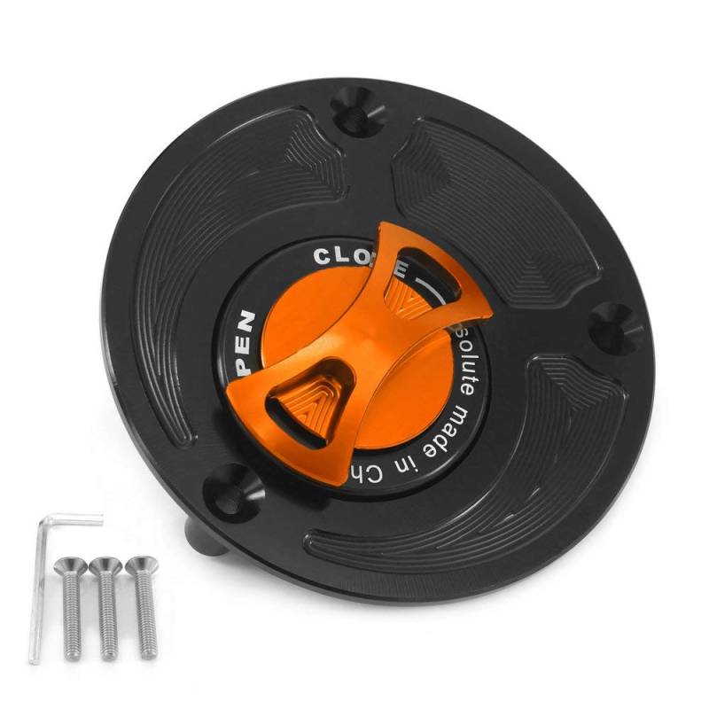 Lavitin Motorrad-Brennstoff -Gastankkappe Universal für Yama 'YZF R1 R3 R6 MT01 MT07 MT09 FZ1 FZ6 FZ07 FZ09 FZR CNC ALUMINUM KEYLOS WEITERLASTUNG (Orange) von Lavitin