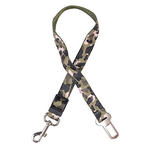 Lazzykit Vereinstellbar Hunde Sicherheitsgurt Camo Hundegurt Sicherheitsgeschirr Auto Zubehör Autogurt 2.5x53-74cm von Lazzykit