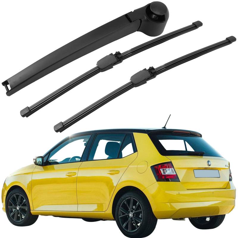 2 Stück Auto Heckscheibenwischer und 1 Stück Heckscheibenwischerarm Ersatz Scheibenwischer Hinten Set Kompatibel für VW Golf Plus Seat Altea Ibiza Skoda Fabia Wischerblatt Heckwischerarm Hinten von LbsAMP