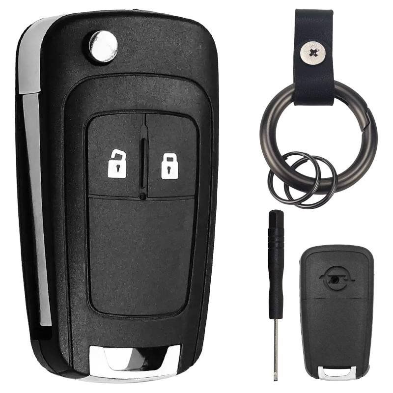 2 Tasten Autoschlüssel Gehäuse Kompatibel für Opel Astra Meriva Mokka Zafira Adam Insignia Schlüsselgehäuse mit Schlüsselringe und Entnahmewerkzeug Klappschlüssel Ersatzteile Fernbedienung Auto von LbsAMP
