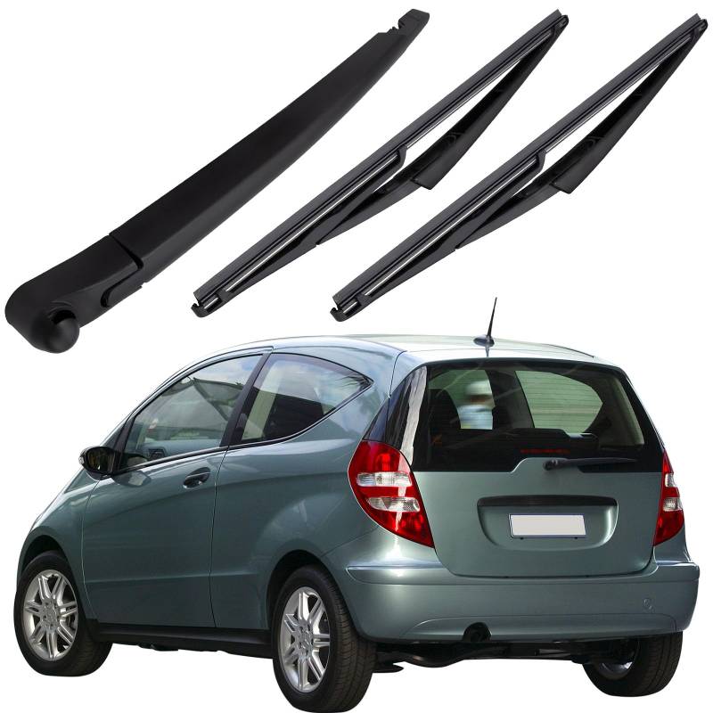 Scheibenwischer Hinten Set für W169 | 2 Stück Auto Heckscheibenwischer und 1 Stück Heckscheibenwischerarm Ersatz Wischerblatt Wischerarm Hinten Kompatibel für Mercedes A-Klasse W169 2004-2012 von LbsAMP