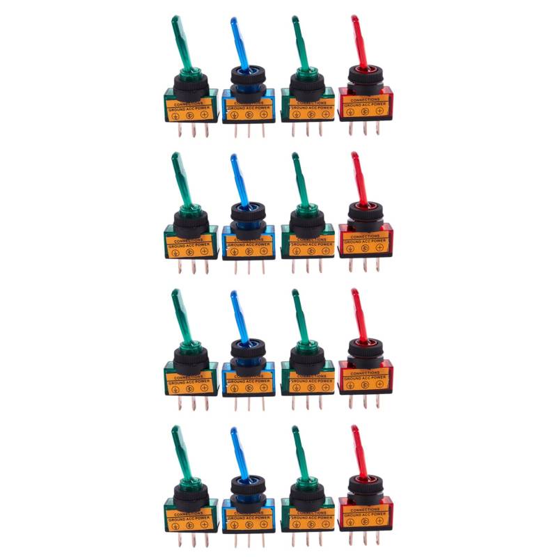 Lckiioy 16PC 12V DC 20A Light Illuminated KIPPSCHALTER Steuerung Auto Boot Dash SPST Auf/Off von Lckiioy