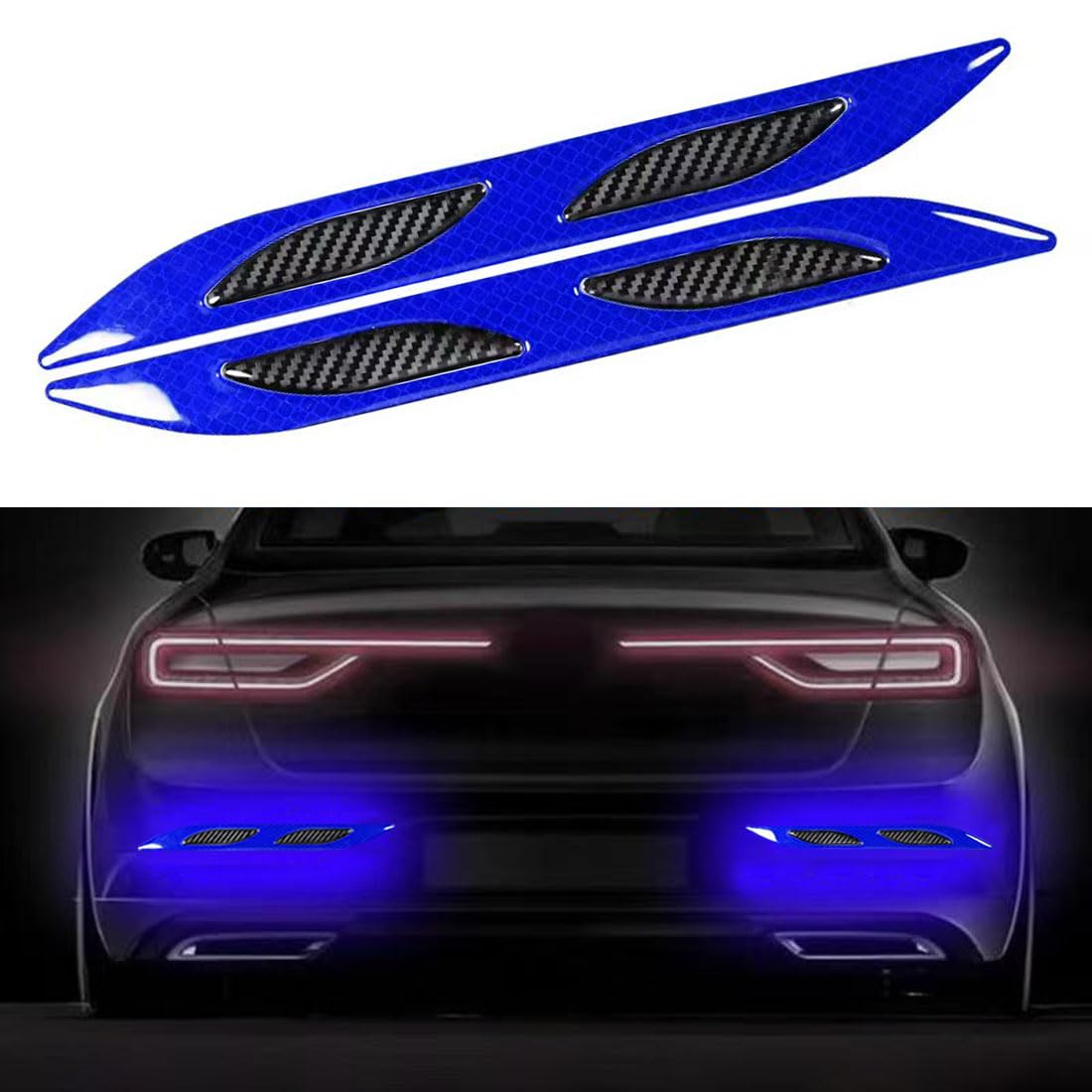 2 Stück Auto Starke reflektierende Streifen Aufkleber,Reflektierende Aufkleber für den Kofferraum,Reflektierende Sicherheits-Warnstreifen-Aufkleber für Auto,LKW,Motorrad(Blau) von Lcxecnw