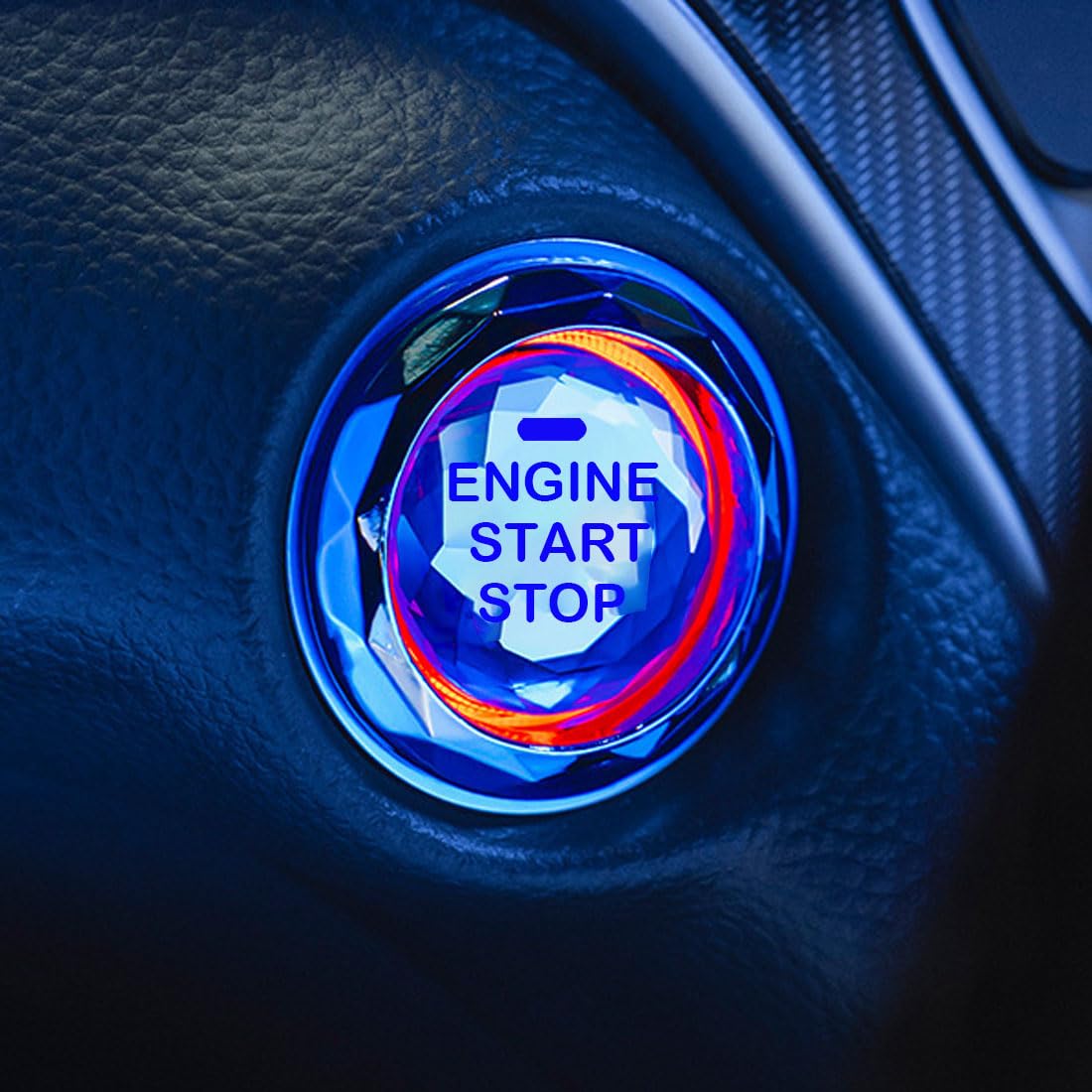Auto Motor Zündung Start/Stop Knopf Abdeckung,Auto Zündungstaste dekorative Ring Aufkleber,Crystal Start Button Zündung Schutzabdeckung,Auto Interne Schutzschalter Knopfabdeckung(Blau) von Lcxecnw