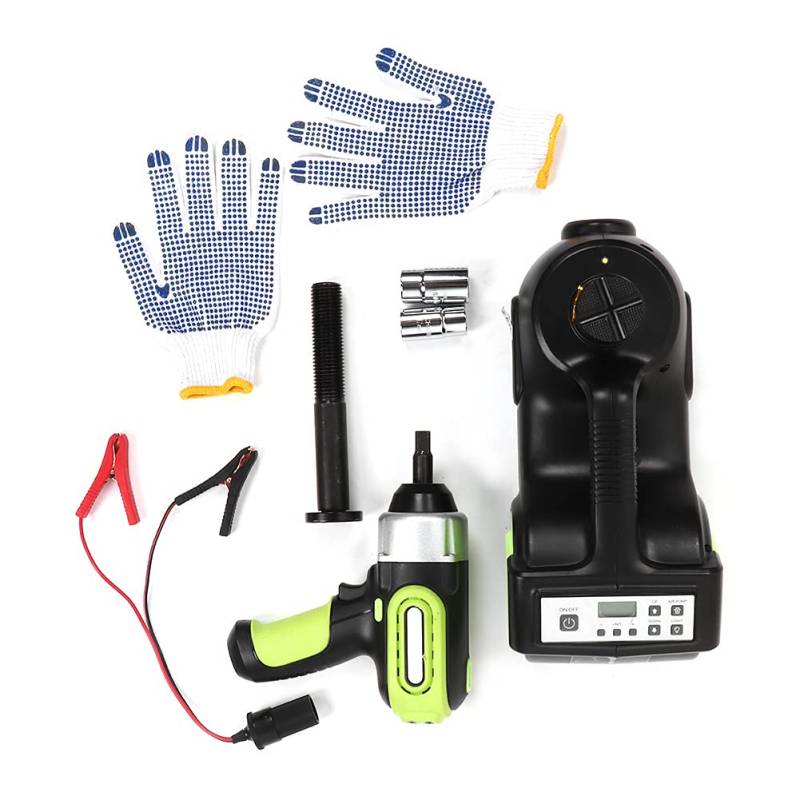 3 in 1 elektrische Fußbodenscheibe -Stromschlüssel Luftpumpe LED Taschenlampe Set Auto Reparaturkit Kompakt tragbares Legierungsmaterial für Notfall Reifenwechsel und Reparatur von Ldafava