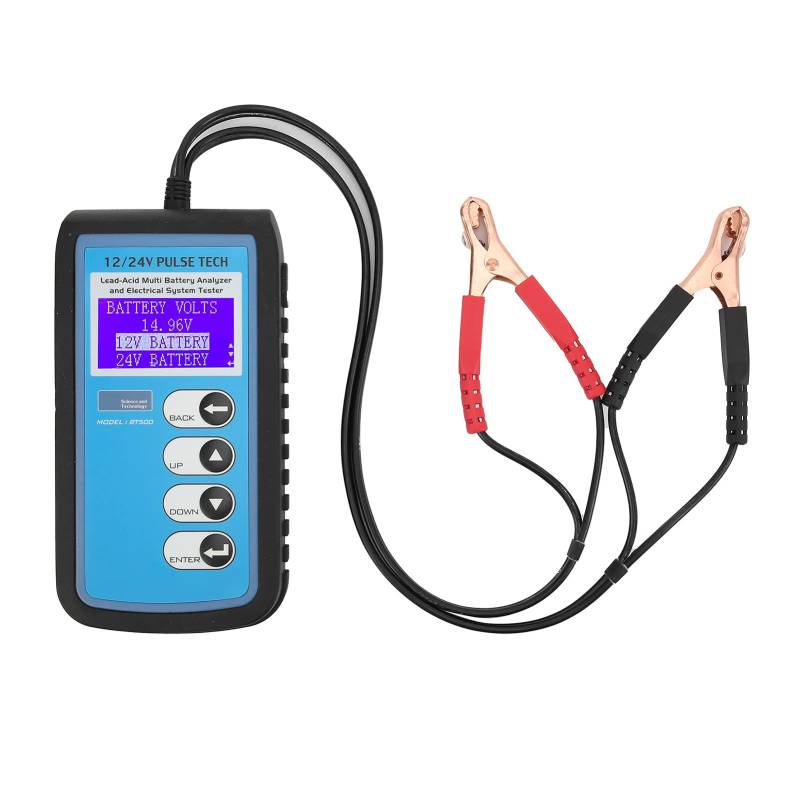 Batterietester BT500, fortschrittlicher Autobatterieanalysator mit LCD-LED-Hintergrundbeleuchtung für 12 V 24 V Autobatterien mit CCA DIN IEC EN JIS-Standards, von Ldafava