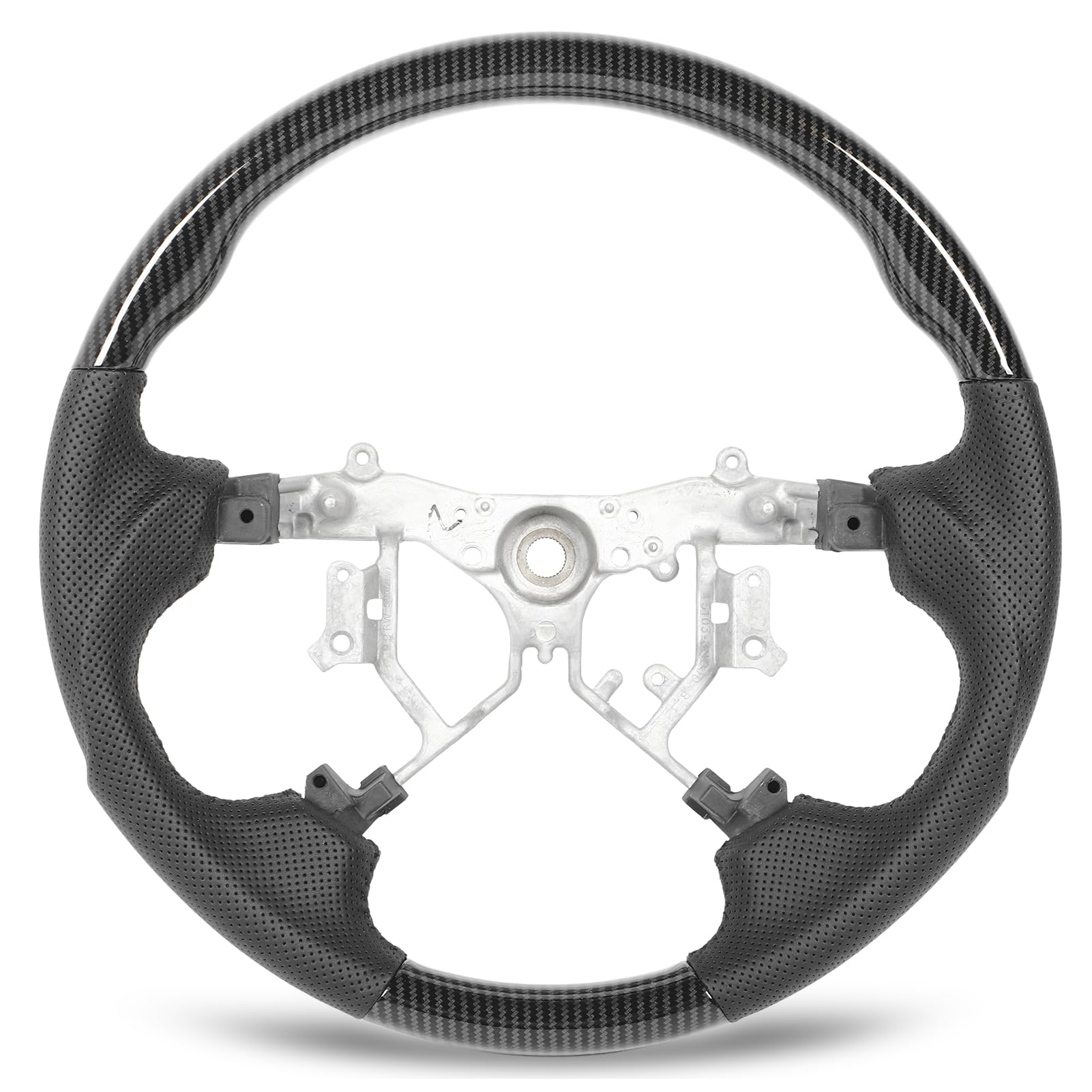 Hydro Dip-Lenkrad, perforiertes Leder, abgerundete Unterseite, Sportdesign, Ersatz für Crown S180 2003 bis 2008, ABS-Nappaleder, schwarze Nähte (Hydro Dip Carbon Look) von Ldafava