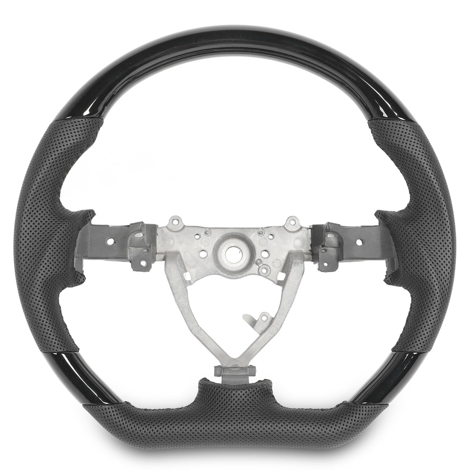 Hydro-Dip-Lenkrad, perforiertes Leder, flache Unterseite, schwarze Nähte, für FJ Cruiser 2007 bis 2017 (Glänzend schwarz) von Ldafava