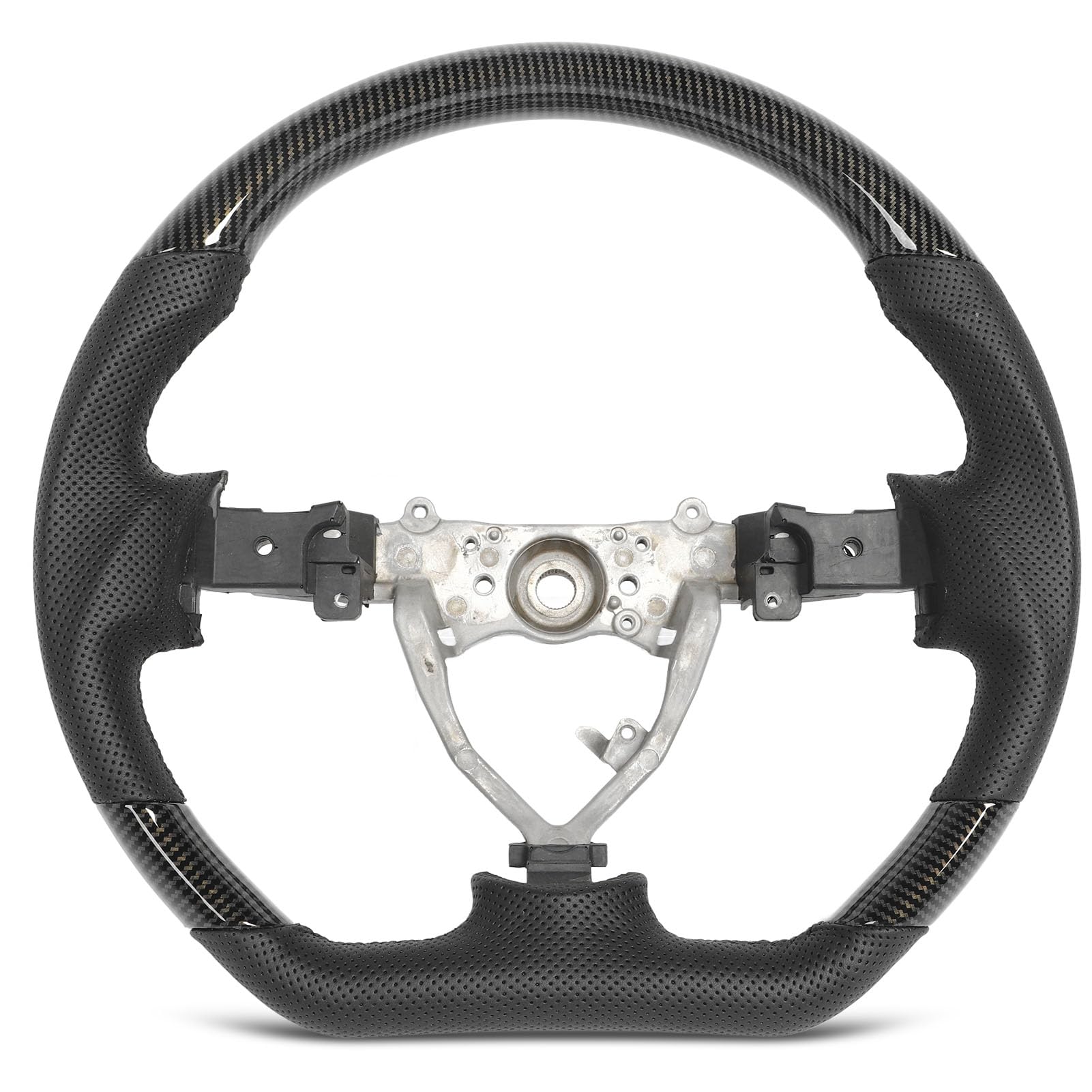 Hydro-Dip-Lenkrad, perforiertes Leder, flache Unterseite, schwarze Nähte, für FJ Cruiser 2007 bis 2017 (Kohlefaser -Look) von Ldafava