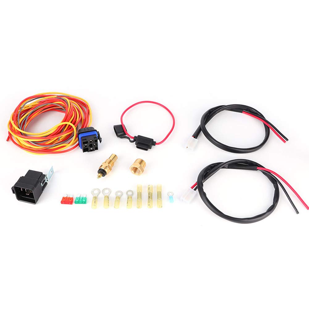 Kabelbaumsatz für elektrischen Kühllüfter, doppelt, einzeln, 165–185 Grad, mit wasserdichtem 40-Ampere-Relaisthermostat für 12-V-System, Auto-Kühllüfter-Kabelinstallationssatz Kabelbaumsatz für elektrischen Kühllüfter, doppelt, einzeln, 165–185 Grad, mit wasserdichtem 40-Ampere-Relaisthermostat für 12-V-System, Auto-Kühllüfter-Kabelinstallationssatz von Ldafava
