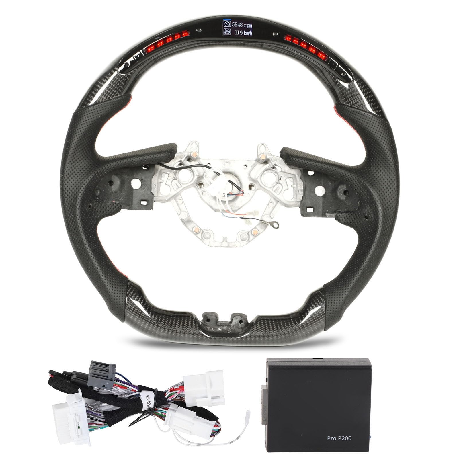 LED-Lenkrad Kohlefaser-Rennrad mit LED-Umschalt leuchten Echtzeit-Daten anzeige Flach boden Design für GT R R35 2017 2023 Hochglanz-Kohle faser perforiertes Leder LED-Lenkrad Kohlefaser-Rennrad mit LED-Umschalt leuchten Echtzeit-Daten anzeige Flach boden Design für GT R R35 2017 2023 Hochglanz-Kohle faser perforiertes Leder von Ldafava