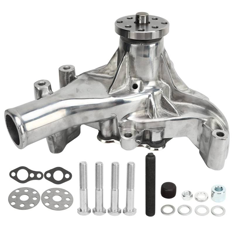 Langwasserpumpe Hochleistungs -Aluminium -Motorkühlmittelpumpe für SB 283 327 350 383 400 V8 Motoren 1958 bis 1995 Modelle 5/8 Zoll Pilot 1/2 Zoll NPT -Seitenbindungs (Poliert) von Ldafava