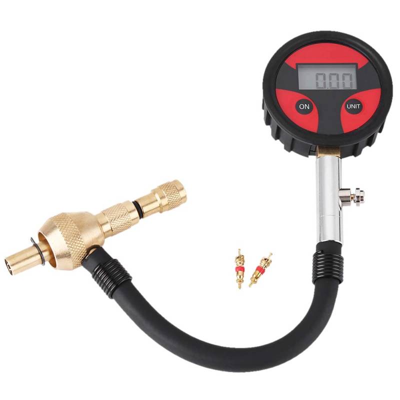 Ldafava Digitaler Reifendruckmesser LCD Display Auto Motorradfahrradfahrrad -Reifen -Reifendrucktester mit 2 Reifenkernen universelle Passform für die meisten Fahrzeuge Messing von Ldafava