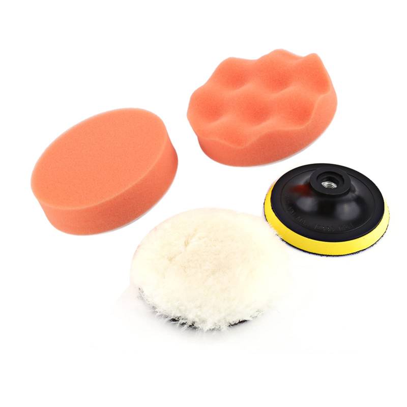 Ldafava Polieren Buffing Pad Kit Professionelle Schwamm Wollpolster Autospolsterpuffer Wachwerkzeuge M10 Drilladapter 4 Zoll orangeweiß weiß schwarz gelb 5pcs von Ldafava