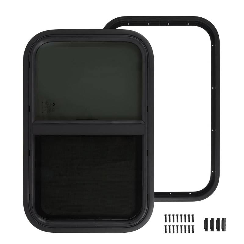 Ldafava RV -Fenster Horizontal vertikal gerundetes Gleiten mit Insektennetzen Abflussloch für 645 x 415 mm Wohnmobiltechnik Fahrzeuge Aluminiumlegierung Gummi Gummi von Ldafava