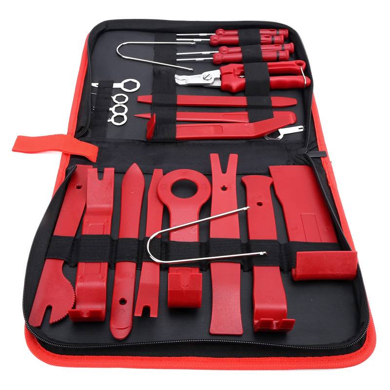 Ldafava Trimmentfernungswerkzeugset 23pcs Premium Car Audio Remover Armaturenbretttürtür Clips Pry Bar Kit für Autointerieurs Rot Metall ABS von Ldafava