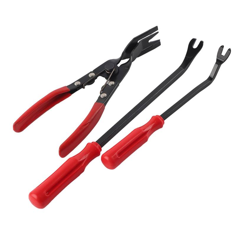 Ldafava Türverkleidung Nieten Clips Zierabletten Förderer Remover Puller Pry Bar Tool Kit 3PCS Federbelastete Polsterentfernungszange für Autotürpaneel und Zierträger rot schwarz von Ldafava
