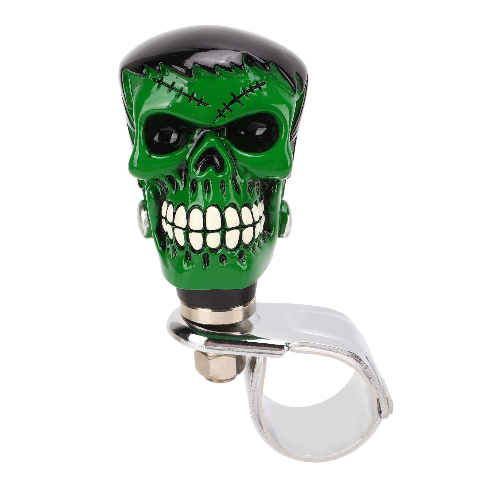 Lenkrad mit Totenkopf-Motiv, für Autos, Power-Griff, Dreh, universell für LKW, Traktoren, Boote (Schwarzes Haargrünes Gesicht) von Ldafava
