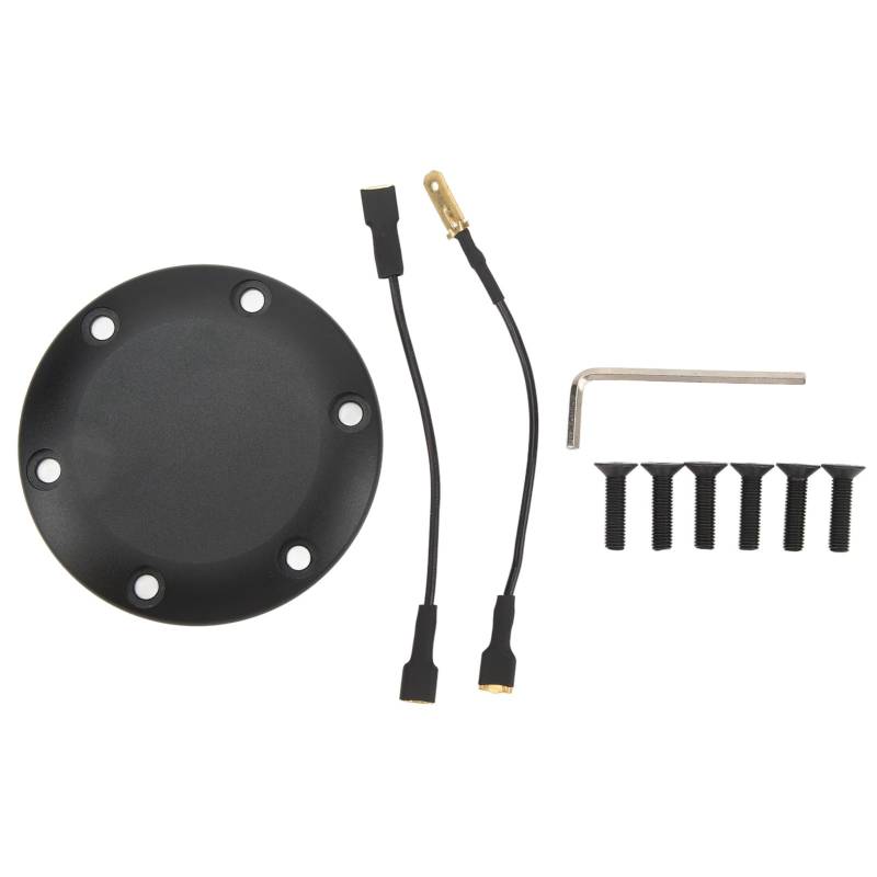 Lenkradhornhornabdeckung Aluminium Schwarz Universal Fit Easy Installation Stylish Look Solid Construction für Nardi Sparco Vertex 6 Schrauben Lenkräder Lenkräder von Ldafava