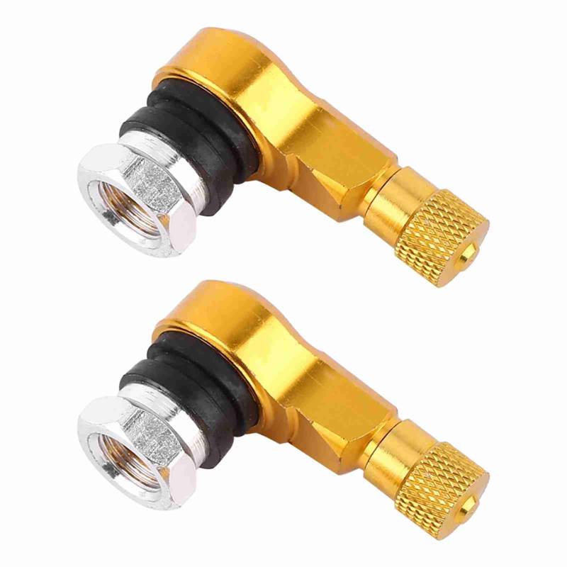 Reifenventilstämme Aluminiumlegierung 90 Grad Universal Snap in Ventilstämmen für Motorradräder mit Gummisiegel und Lockmutter Langlebig und tragbares Design rot schwarz grünes (Gold) von Ldafava