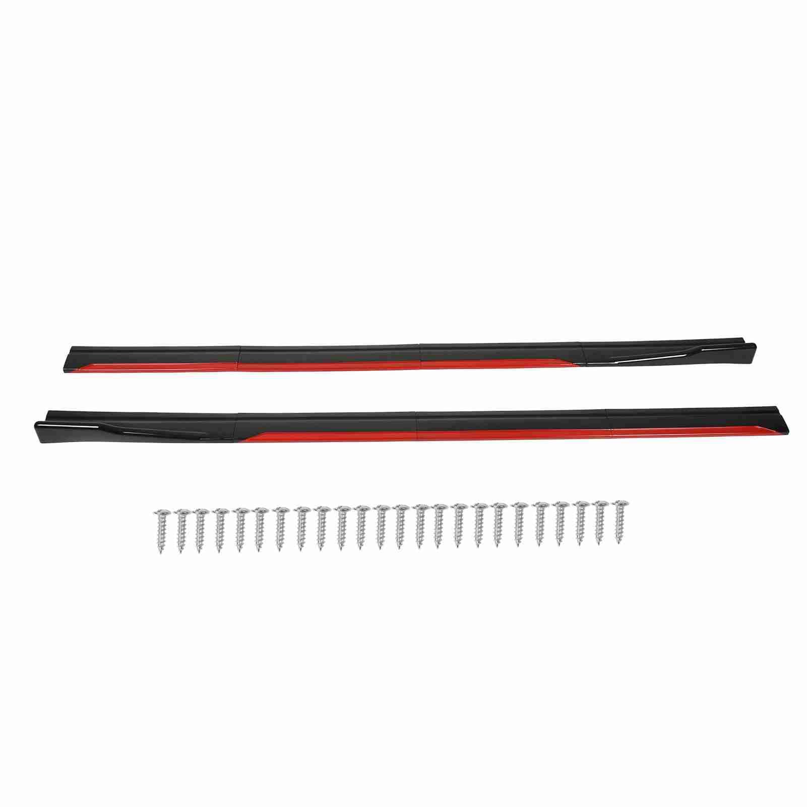 Seitenschweller-Verlängerungsplatte, Lippensplitter, Flügel, Karosserie-Kit, glänzend schwarz, rote Kanten, ABS-Material, 200 x 11 cm, 8-teilig, Ersatz für Seat A3 Accord von Ldafava