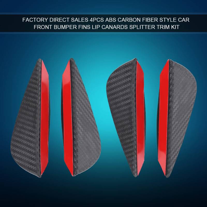 Universal ABS Carbon Faserauto Front Stoßflossen Lippenspoiler Canards Trim Kit 4pcs Set für verstärkte Aerodynamik und Stil auf jedem Fahrzeug Carbonfaser 13,5 cm x 3 cm von Ldafava