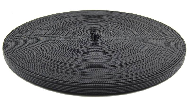 Meterware Polypropylen Gurtband gummiert Breite 15 mm Schwarz von Tokiso