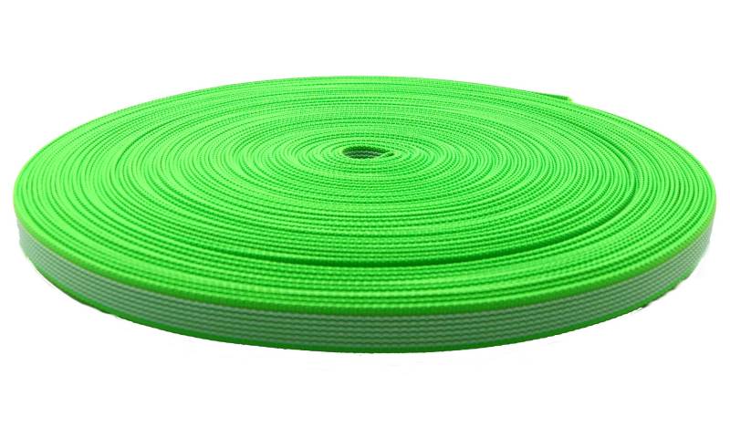 Meterware Polypropylen Gurtband gummiert Breite 20 mm Neongrün von Tokiso