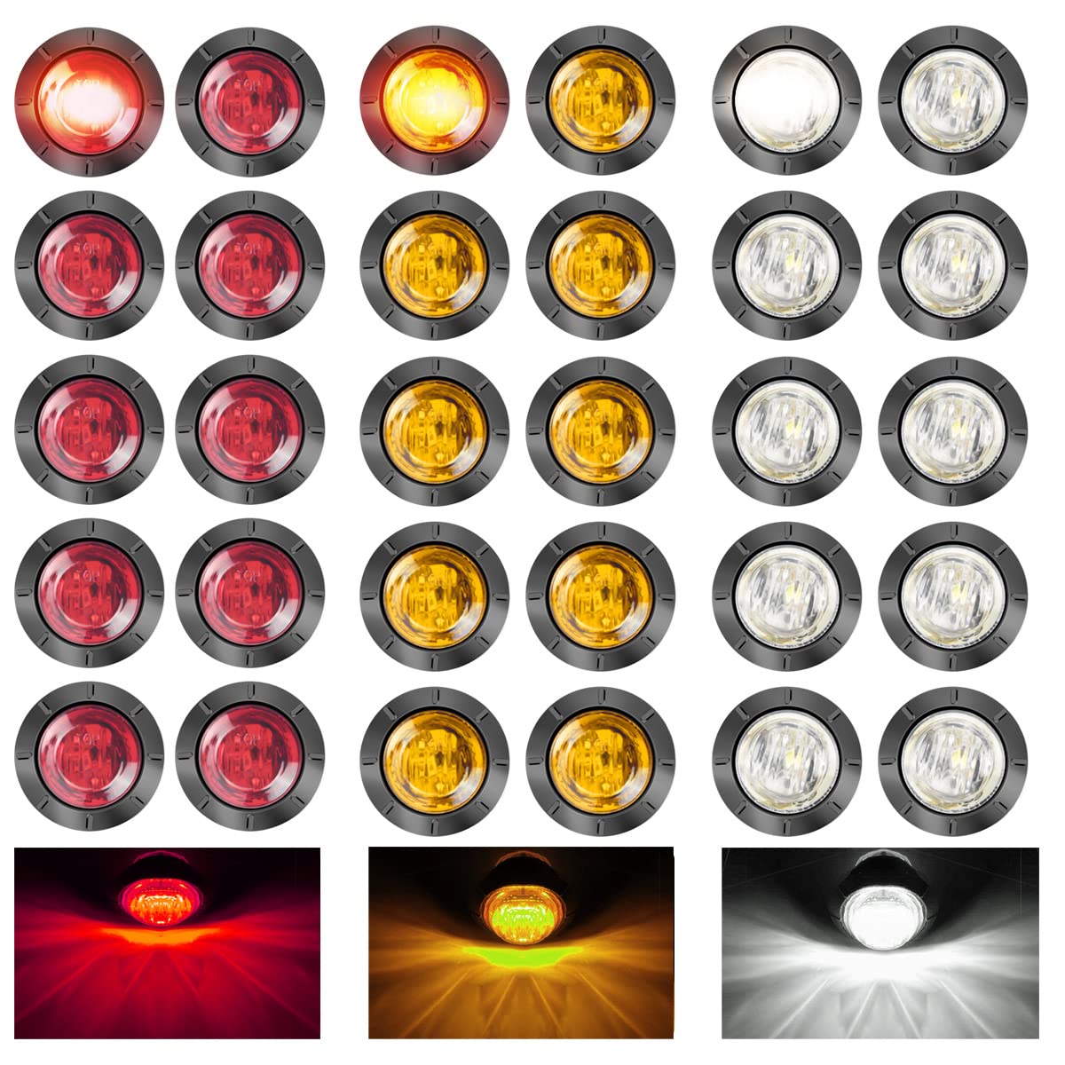 LeKaufen 30 Stück 1,9cm Auto Runde LED Seitenleuchten 1,9cm Seitenmarkierungsleuchte Universal Warnlicht Kontrollleuchte Begrenzungsleuchten Positionsleuchten Wohnwagen(10 gelb + 10 rot + 10 weiß) LeKaufen 30 Stück 1,9cm Auto Runde LED Seitenleuchten 1,9cm Seitenmarkierungsleuchte Universal Warnlicht Kontrollleuchte Begrenzungsleuchten Positionsleuchten Wohnwagen(10 gelb + 10 rot + 10 weiß) von LeKaufen