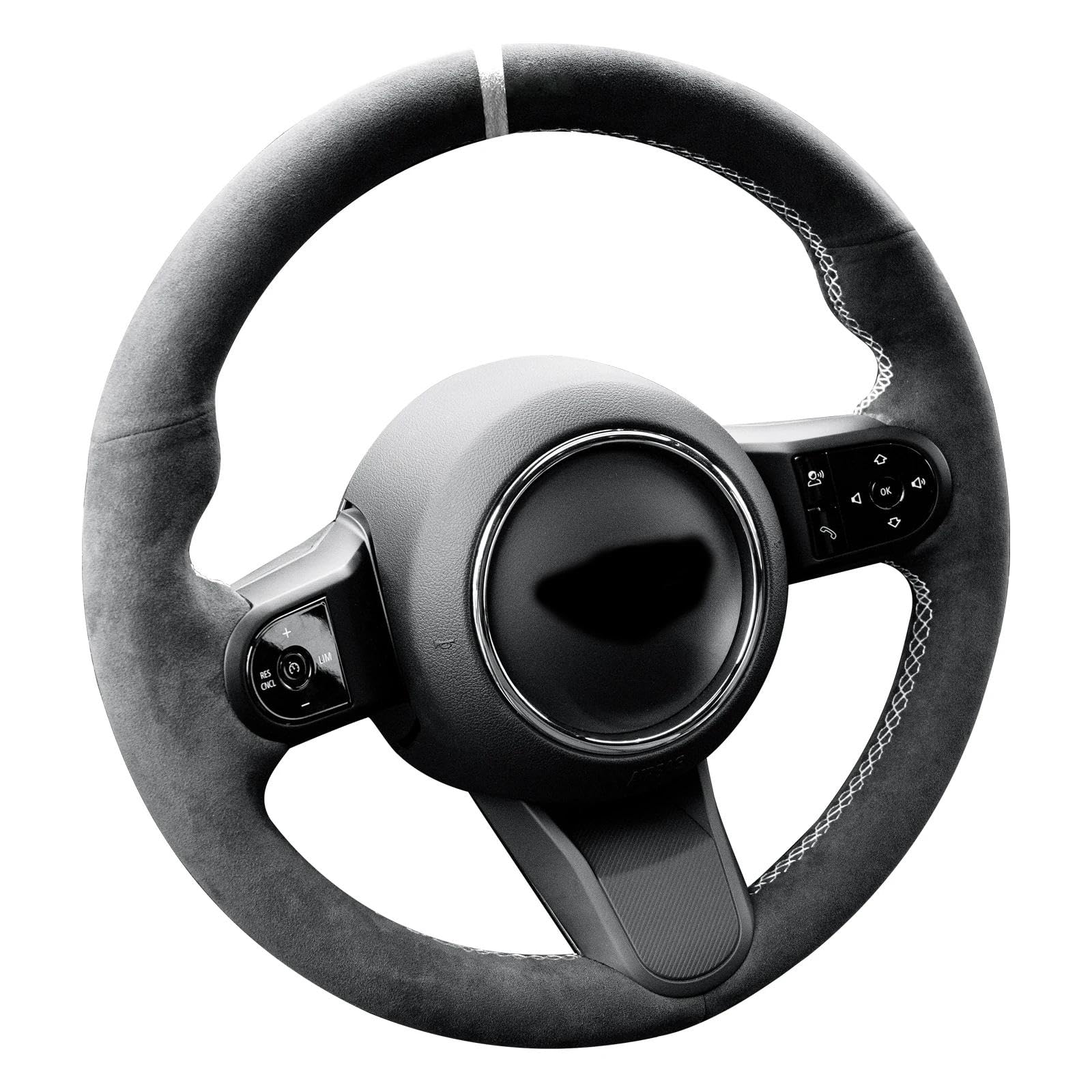 LeaHY Handstich Alcantara Lenkradbezug Kompatibel mit Mini Clubman/Schrägheck/Cabrio/Countryman 2021-2023 WhiteStripe LeaHY Handstich Alcantara Lenkradbezug Kompatibel mit Mini Clubman/Schrägheck/Cabrio/Countryman 2021-2023 WhiteStripe von LeaHY